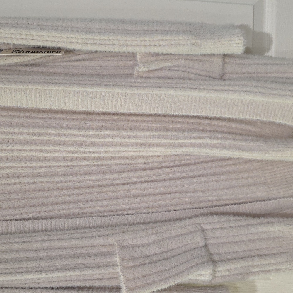 Cozy Beige Open-Front Ribbed Cardigan - Picture 3 of 4